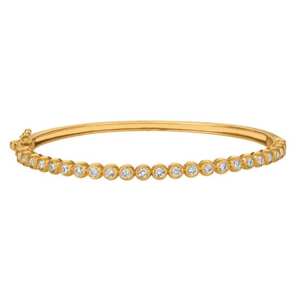 Solitique - Lab Grown 1.25 CT Solitaire Diamond Bracelet 1.25 Carat Natural Diamond Bezel Bangle Bracelet